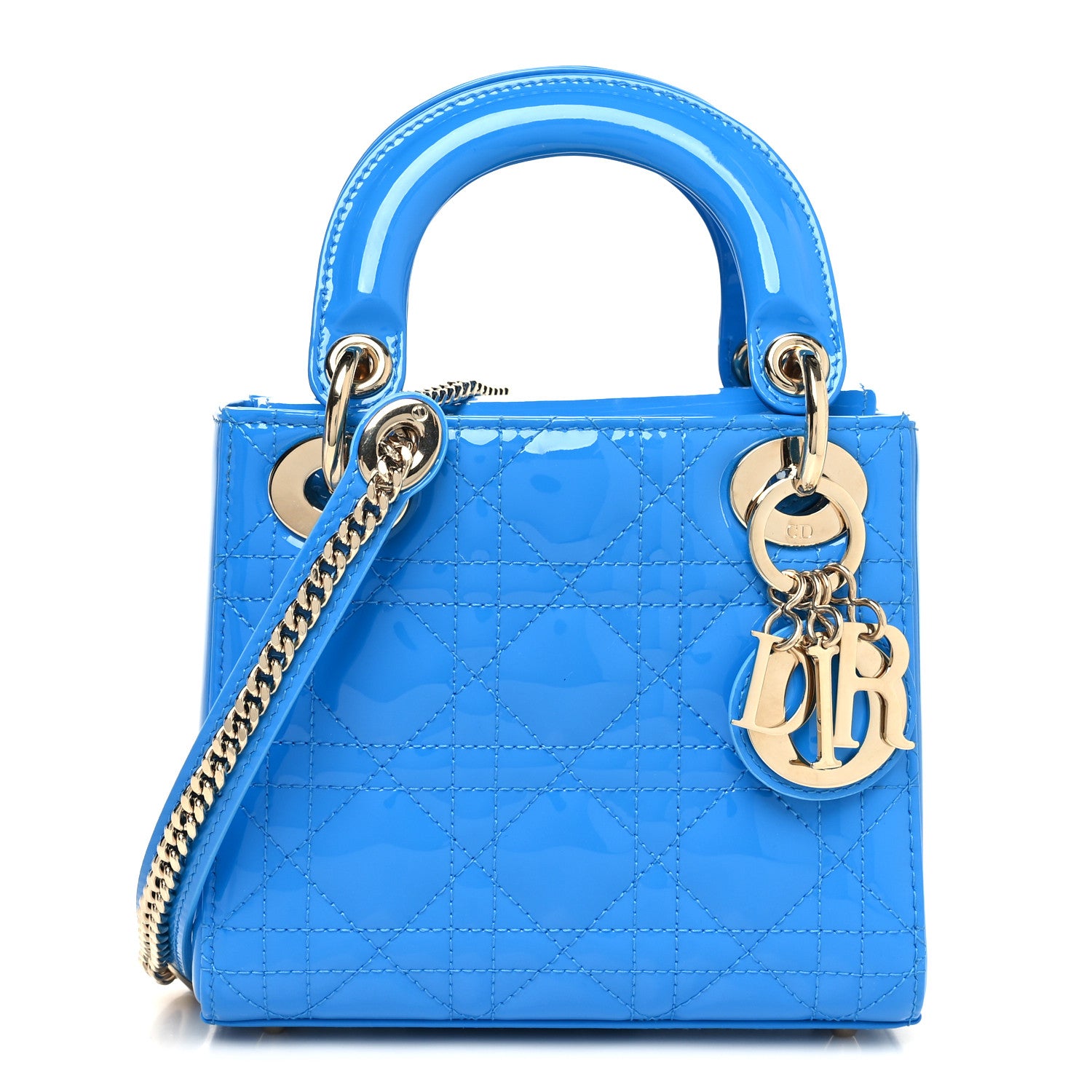 Christian Dior Patent Cannage Mini Lady Dior Blue 1 of 11