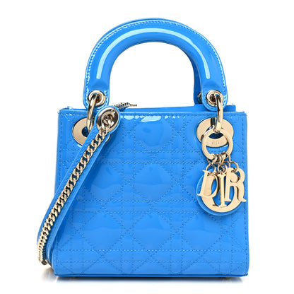 Christian Dior Patent Cannage Mini Lady Dior Blue 1 of 11