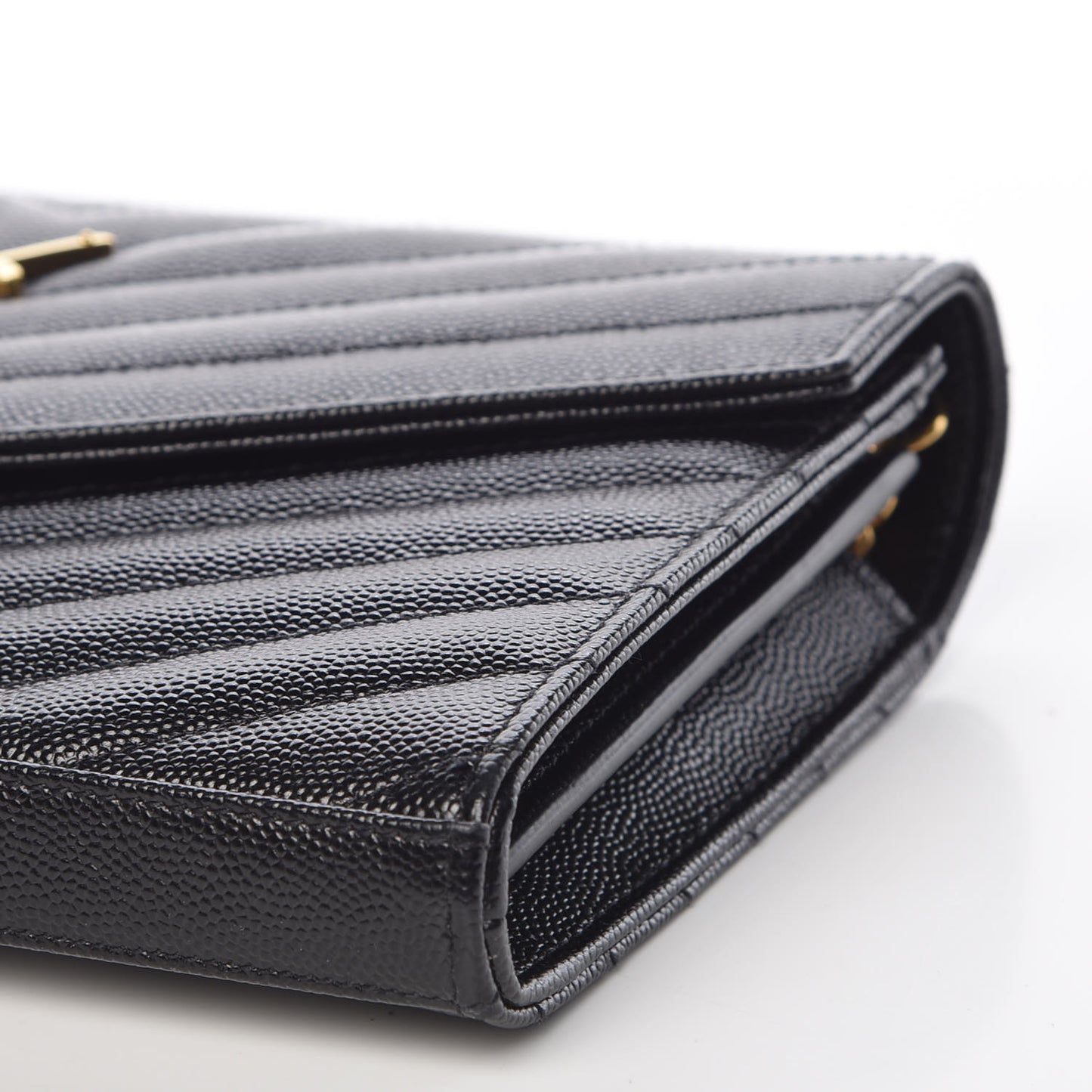 Grain De Poudre Matelasse Chevron Monogram Chain Wallet Black
