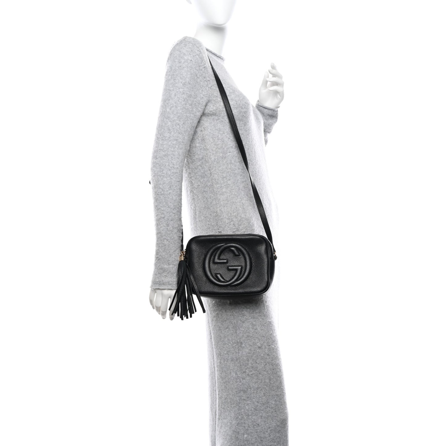 Pebbled Calfskin Small Soho Disco Bag Black