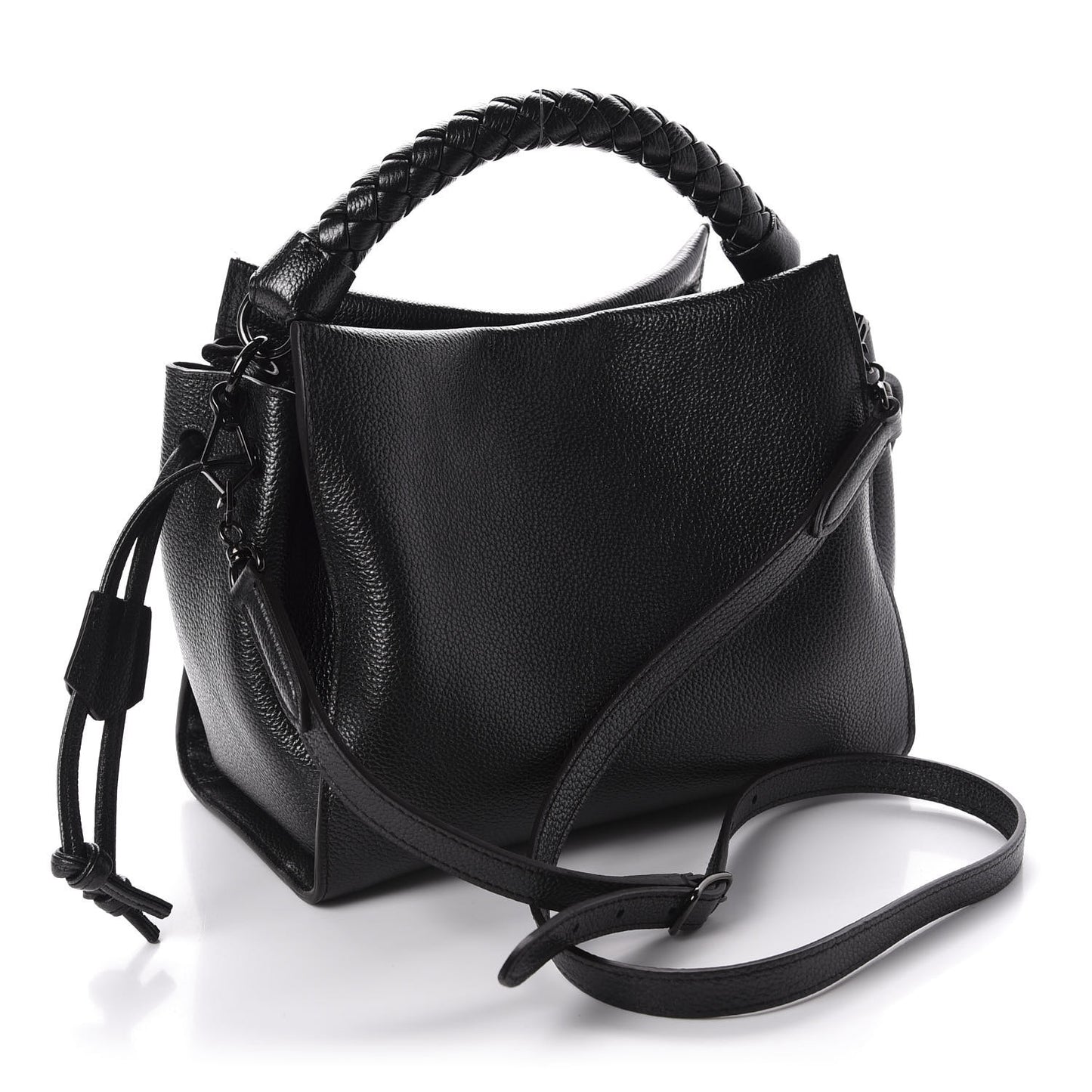 Metallic Heavy Grain Small Iris Tote Black