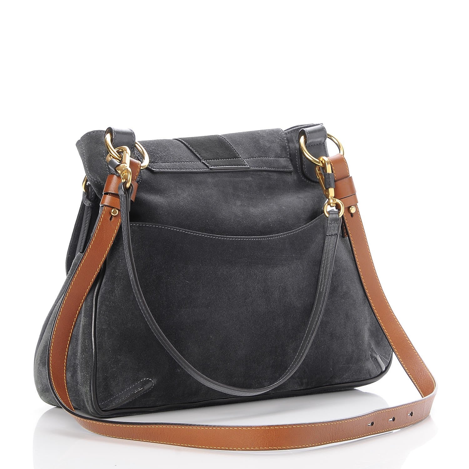 Chloe Suede Medium Lexa Shoulder Bag Silver Blue 4 of 8
