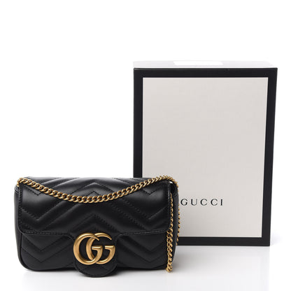 Gucci Calfskin Matelasse Super Mini GG Marmont Shoulder Bag Black 10 of 10