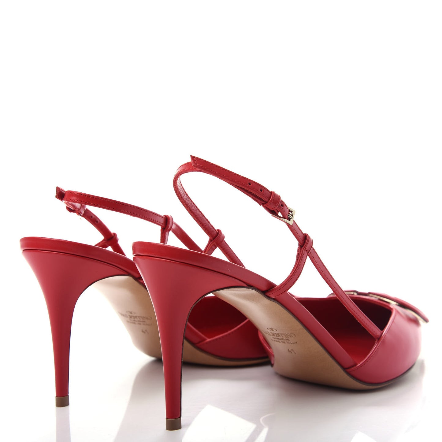 Calfskin Tonal Vlogo Slingback 80mm Pumps 41 Rouge Pur