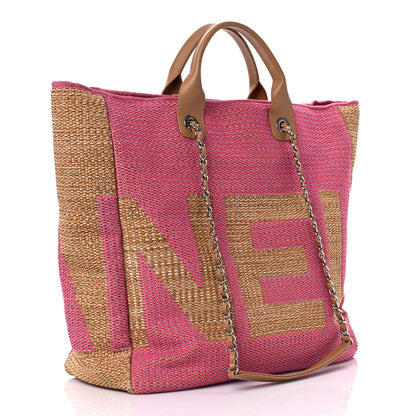 Chanel Mixed Fibers Large Shopping Bag Pink Beige 3 of 11