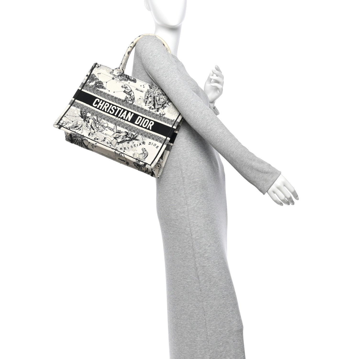 Christian Dior Canvas Zodiac Toile De Jouy Embroidered Medium Book Tote Latte 2 of 11