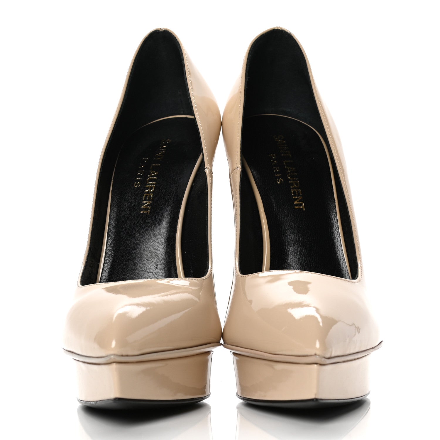 Saint Laurent Patent Janis 105 Platform Pumps 36.5 Nude Powder 2 of 6