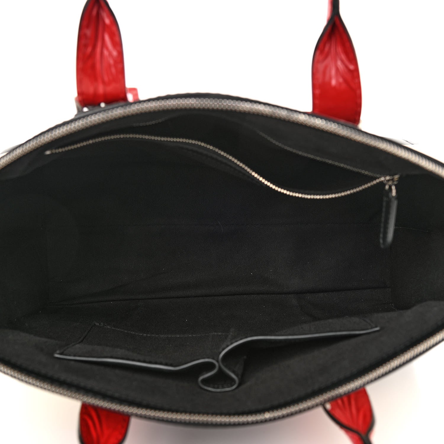 Alexander McQueen Lambskin Applique Lotus Flower De Manta Tote Black Red 5 of 17