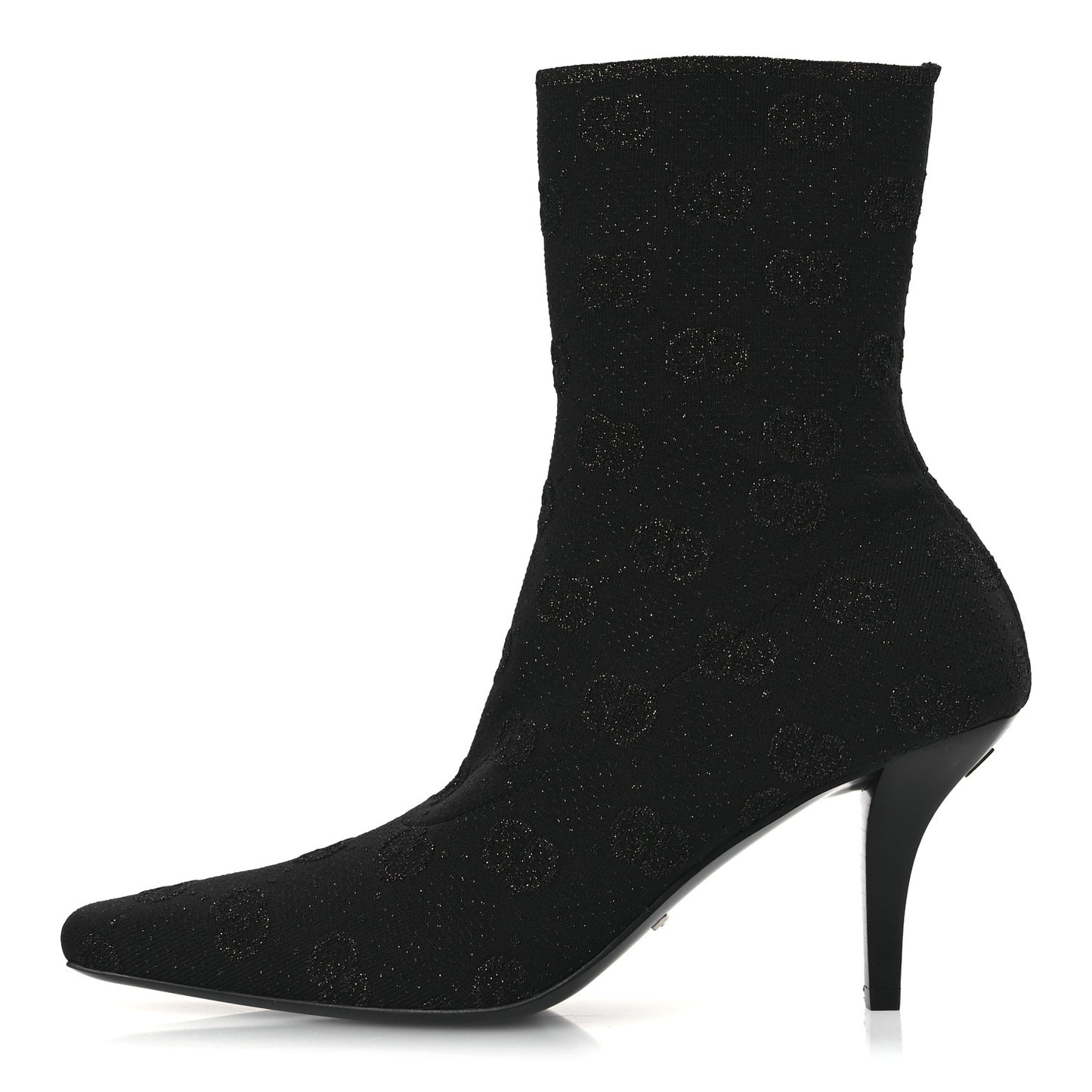 Technical Jersey Knit GG Monogram Square G 75mm Ankle Boots 38 Black Gray