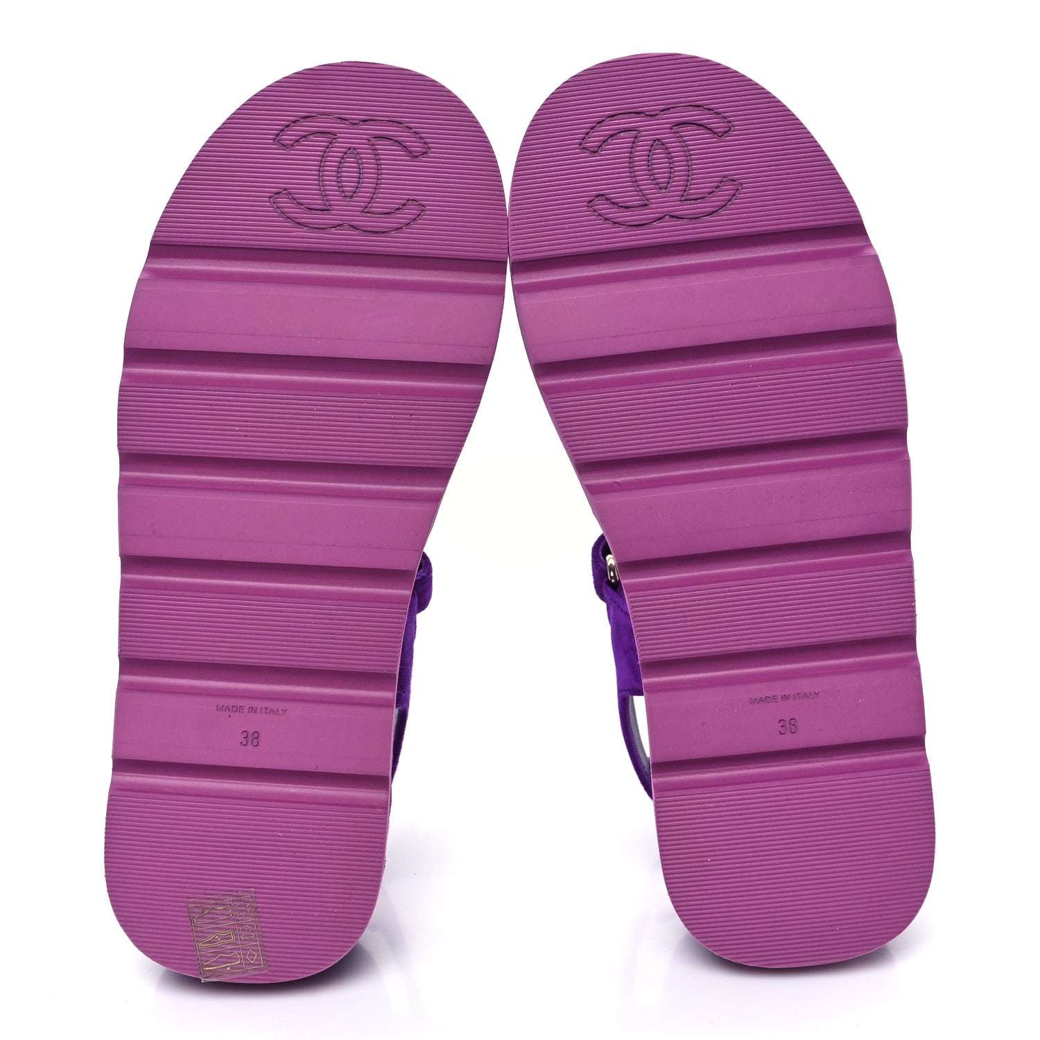 Chanel Suede Quilted Platform Sandals 38 Purple Light Purple 5 of 9