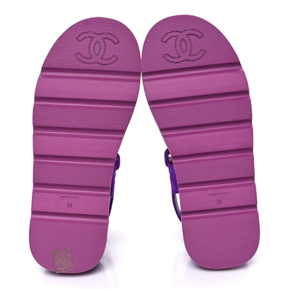 Chanel Suede Quilted Platform Sandals 38 Purple Light Purple 5 of 9