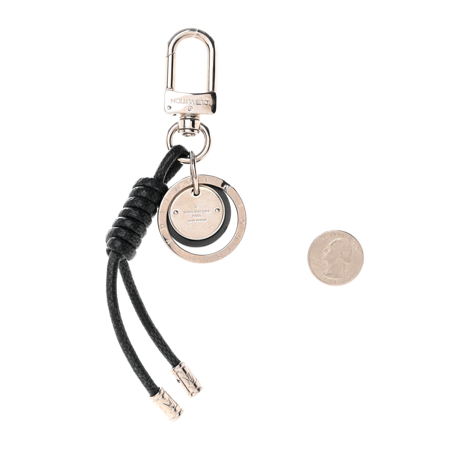 Louis Vuitton Palladium Damier Graphite Rope Bag Charm Key Holder 2 of 3