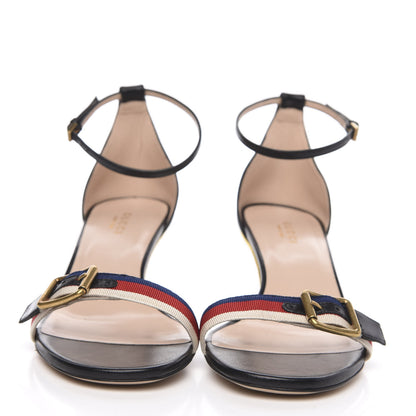 Gucci Calfskin Grosgrain Sylvie Sandals 38 Black 2 of 8