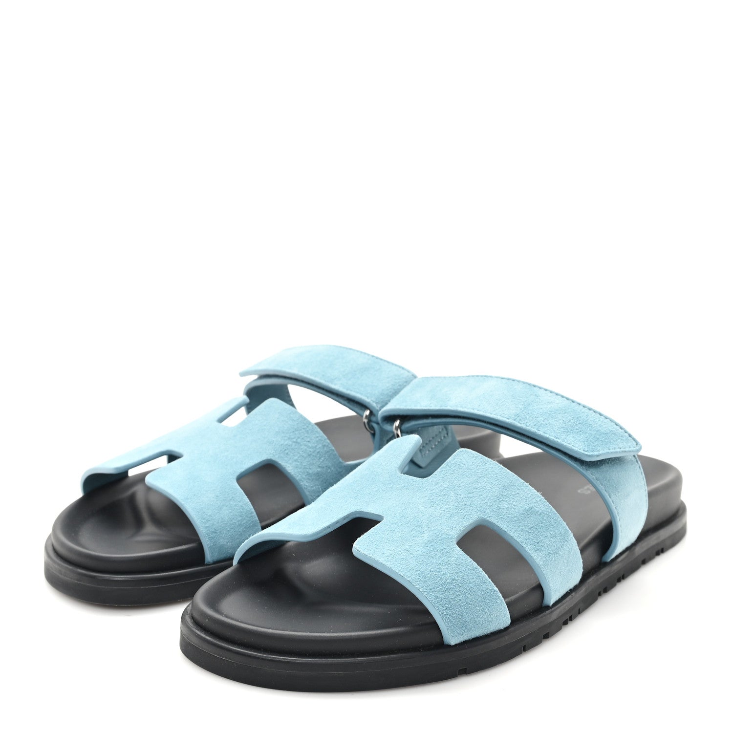 Hermes Suede Goatskin Womens Chypre Sandals 39 Bleu Mineral 4 of 10
