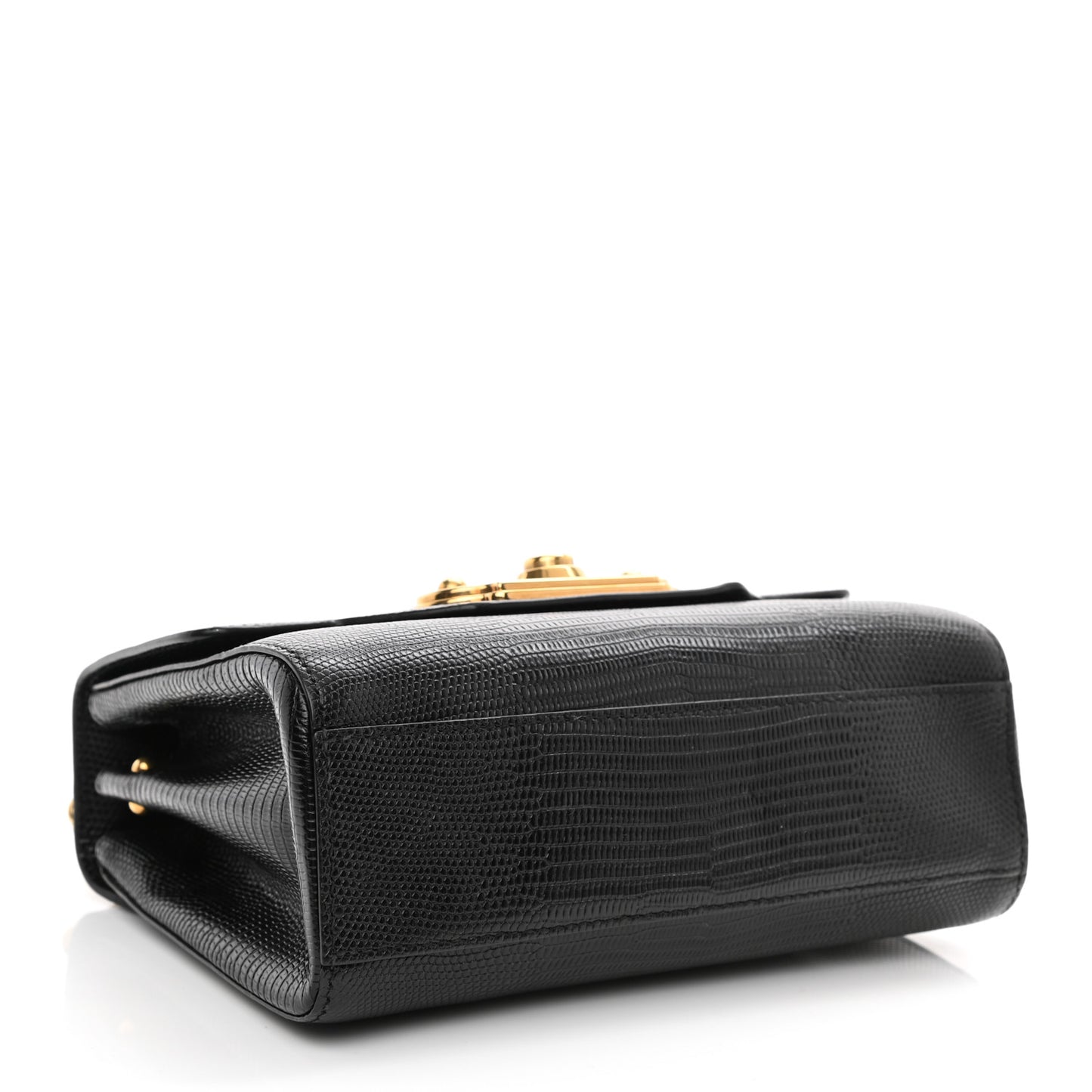 Iguana Calfskin Embossed Mini Welcome Crossbody Bag Black
