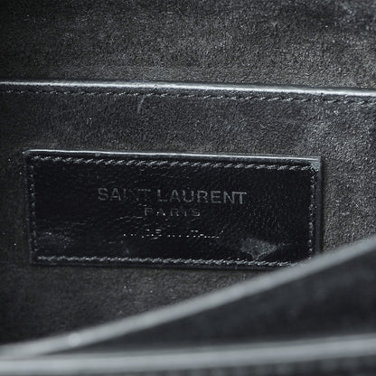 Saint Laurent Calfskin Crocodile Embossed Medium Monogram Sunset Black 7 of 9