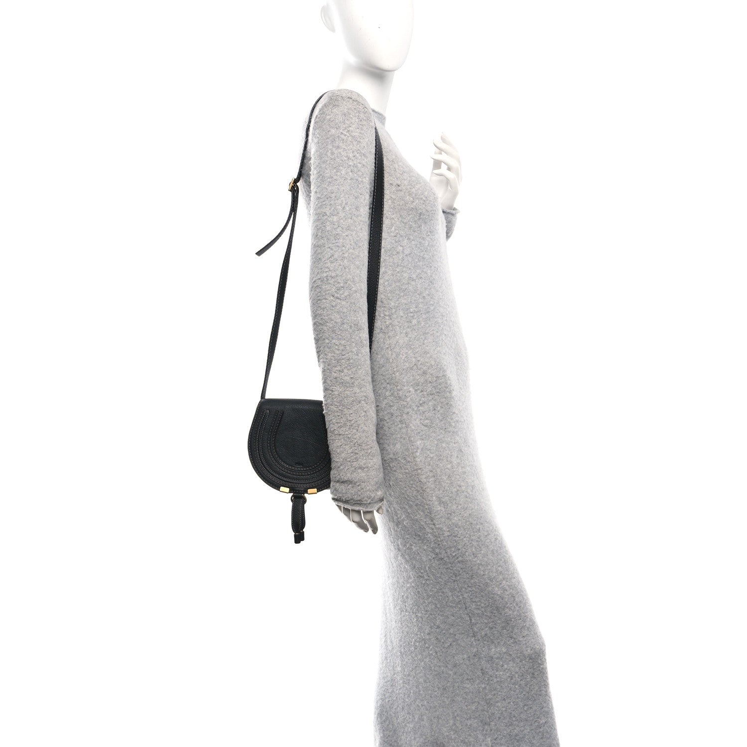 Chloe Calfskin Mini Marcie Round Crossbody Bag Black 2 of 9