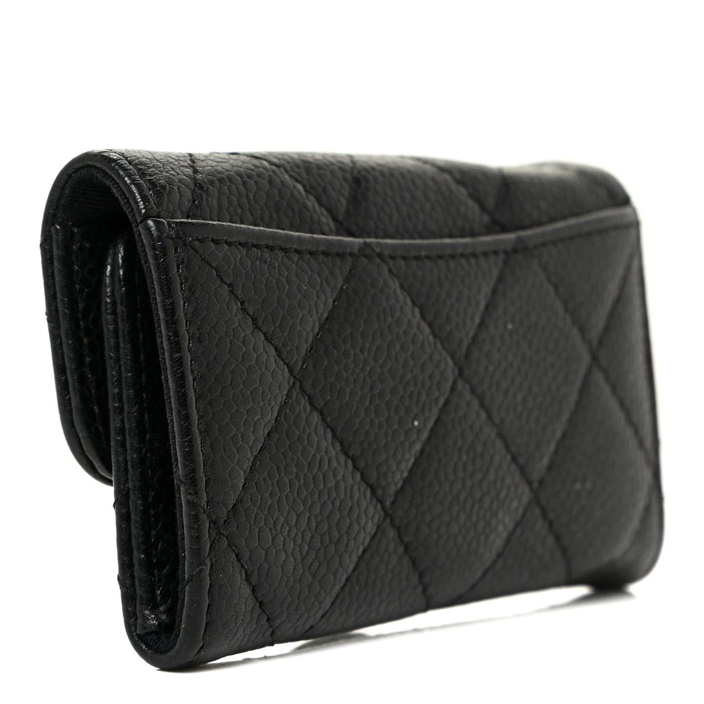 Caviar Quilted 6 Key Holder Black