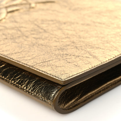 Saint Laurent Metallic Textured Calfskin Monogram Large Belle De Jour Clutch Gold 9 of 10