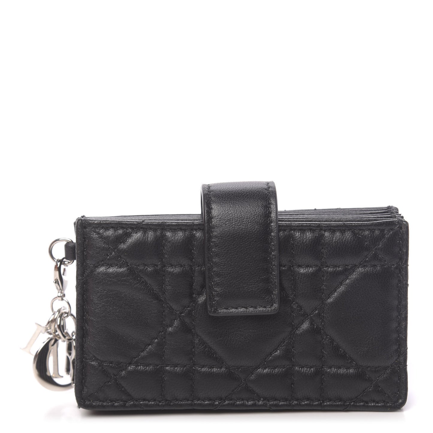 Lambskin Cannage Lady Dior 5-Gusset Card Holder Black
