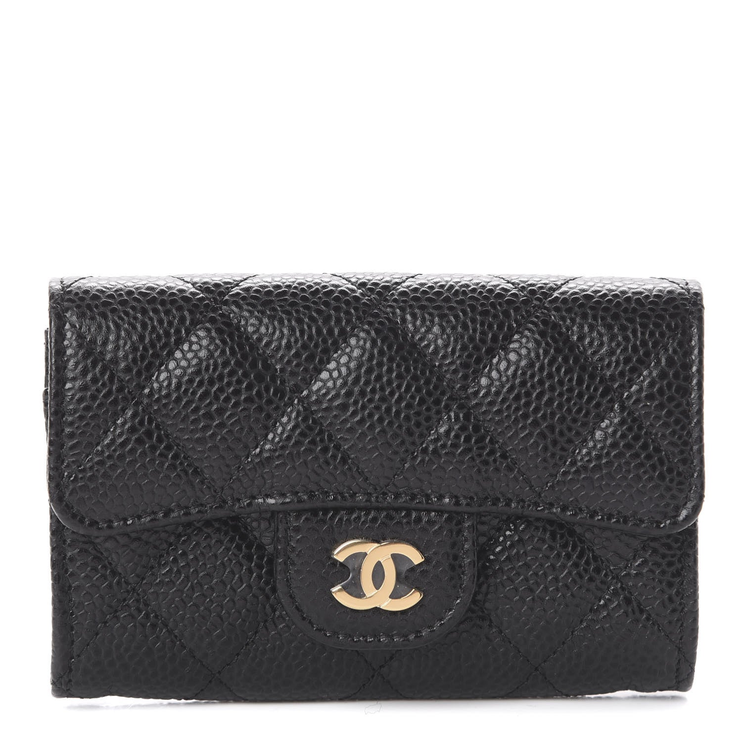 Chanel Caviar Quilted Flap Card Holder Wallet Black 1 of 6