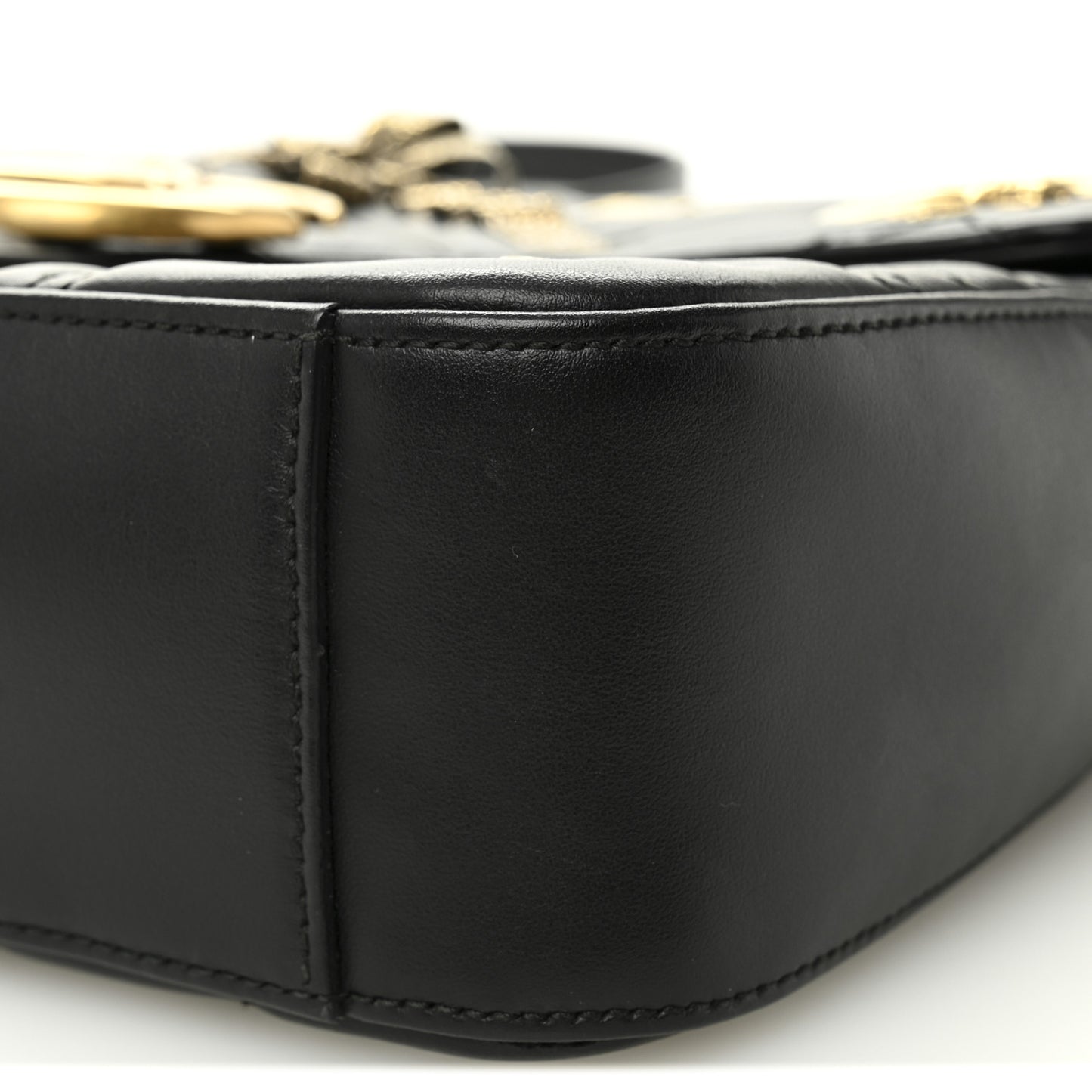 Calfskin Matelasse Animal Studs Medium GG Marmont Shoulder Bag Black