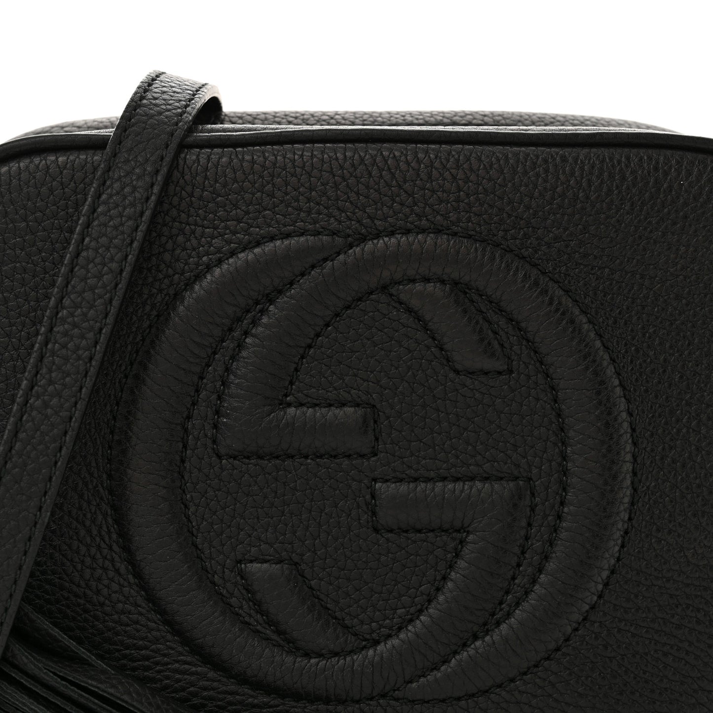 Pebbled Calfskin Small Soho Disco Bag Black