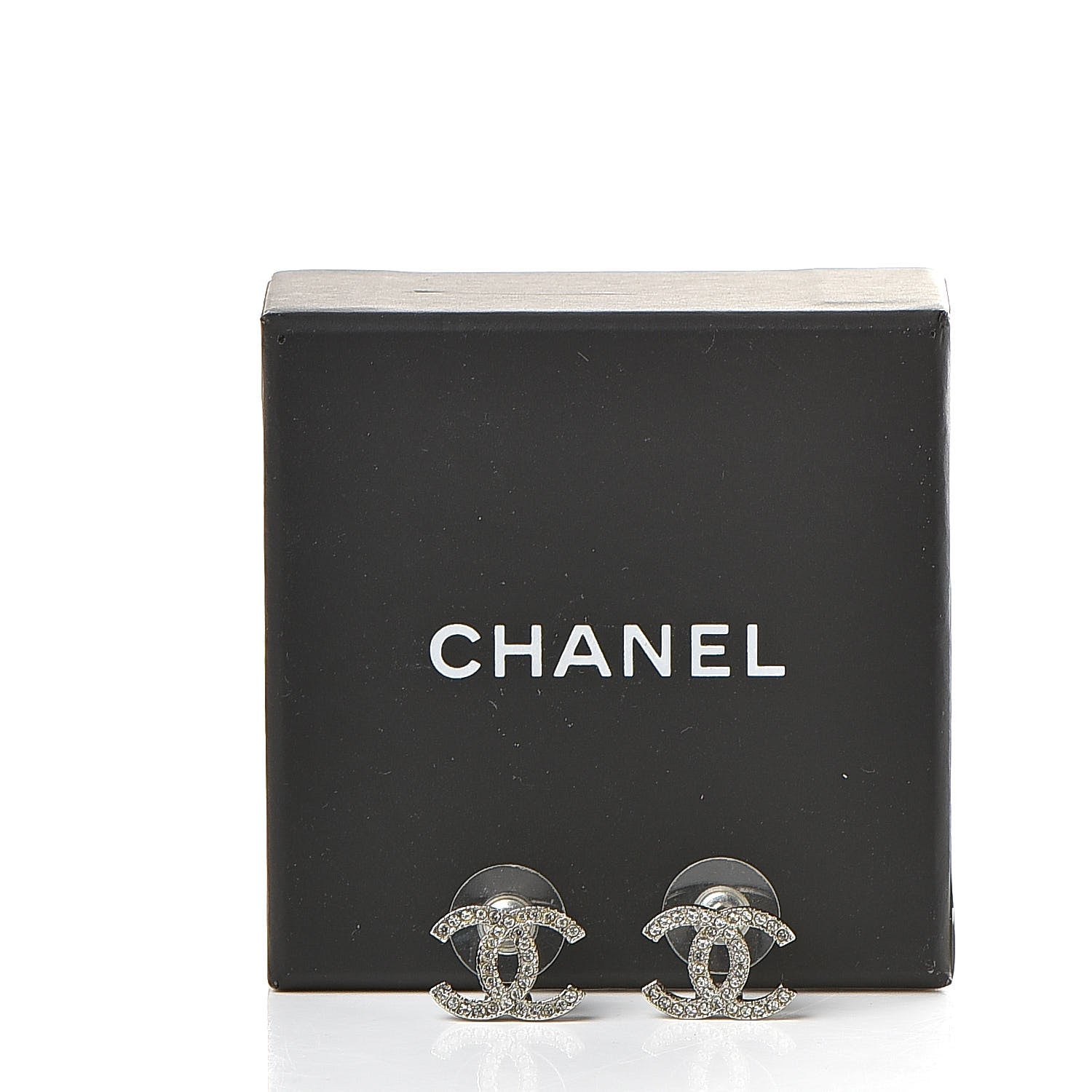 Chanel Crystal CC Earrings Silver 4 of 4
