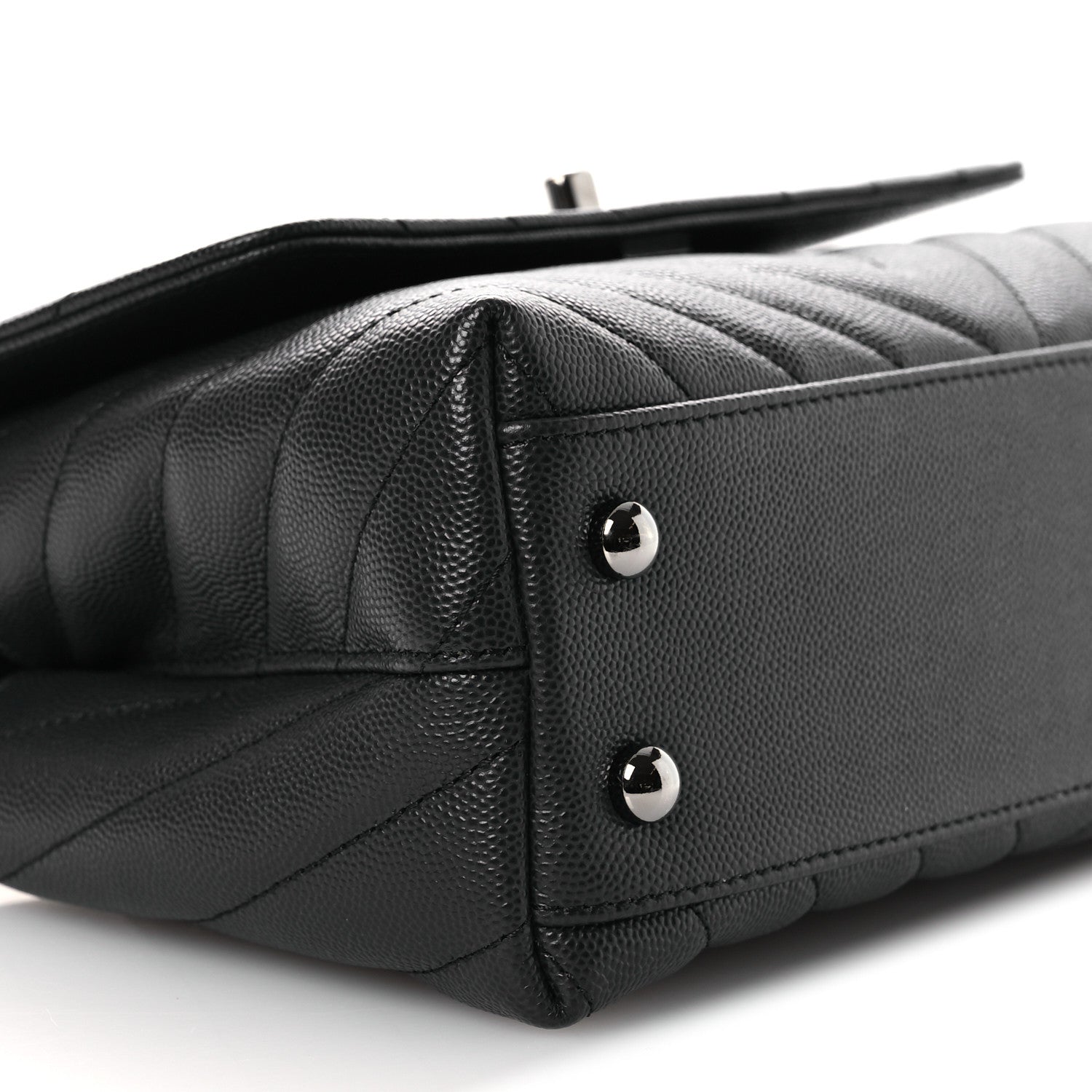 Chanel Caviar Chevron Quilted Mini Coco Handle Flap Dark Grey 9 of 10