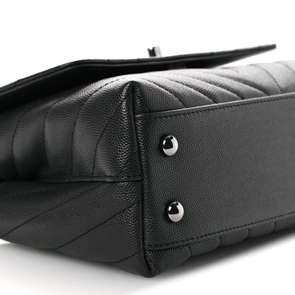 Chanel Caviar Chevron Quilted Mini Coco Handle Flap Dark Grey 9 of 10
