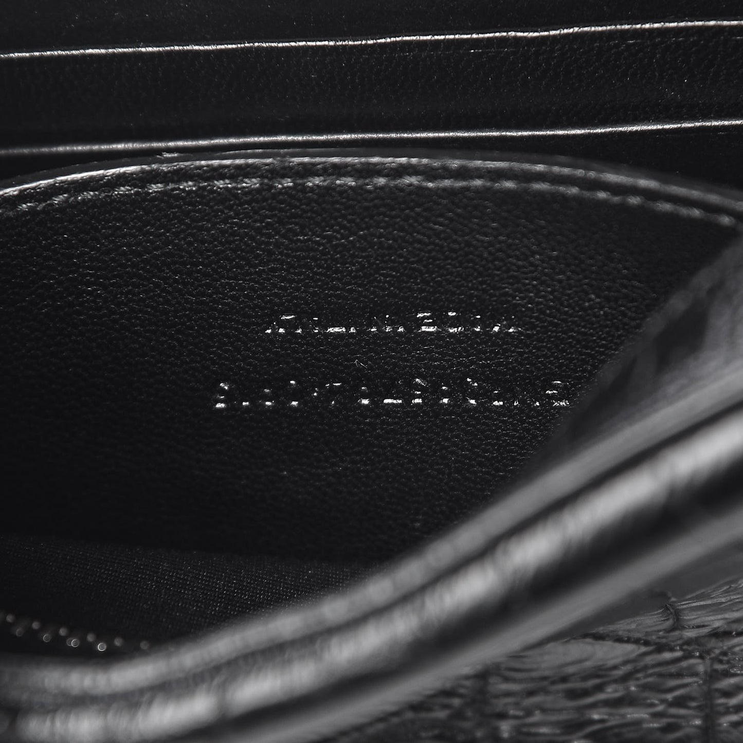 Calfskin Crocodile Embossed Small Classic Monogram Camera Bag Black