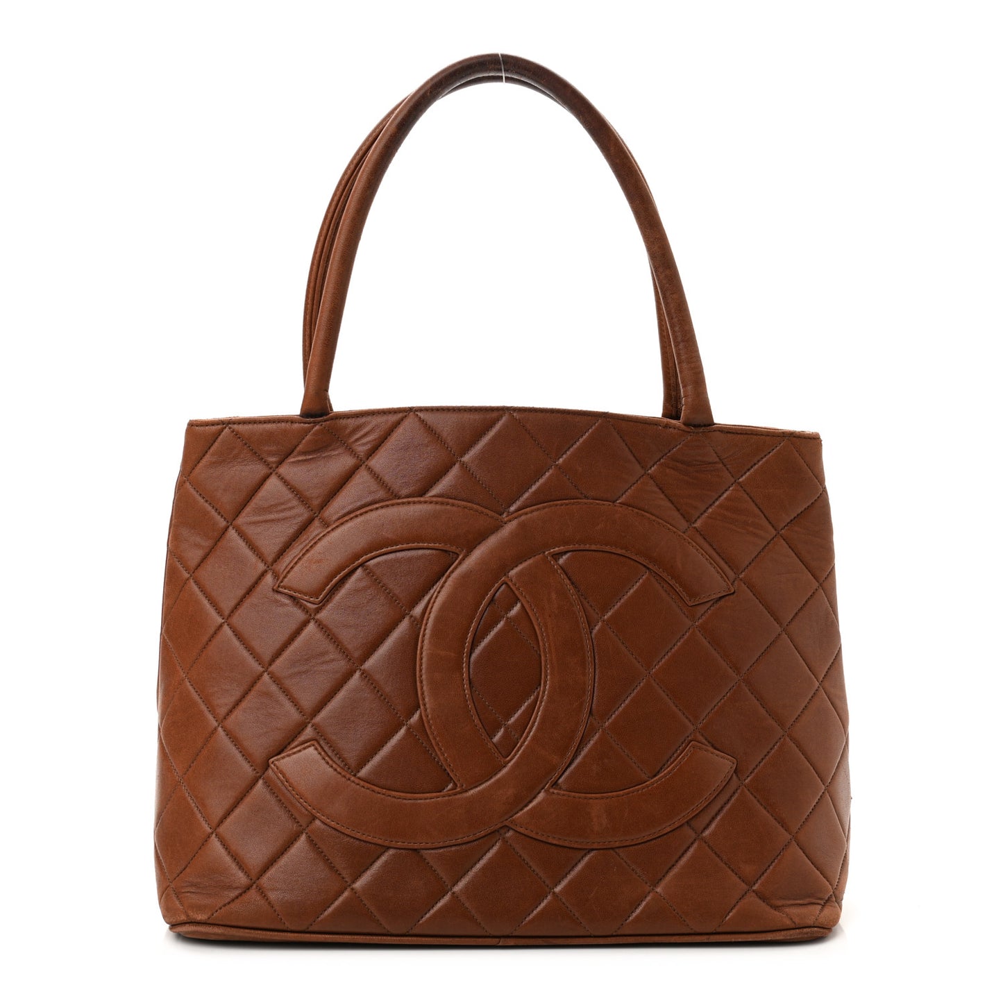 Lambskin Quilted Medallion Tote Brown