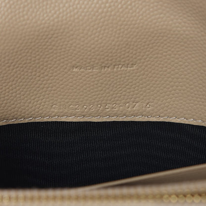 Saint Laurent Grain De Poudre Matelasse Chevron Monogram Envelope Chain Wallet Nude Powder 7 of 10