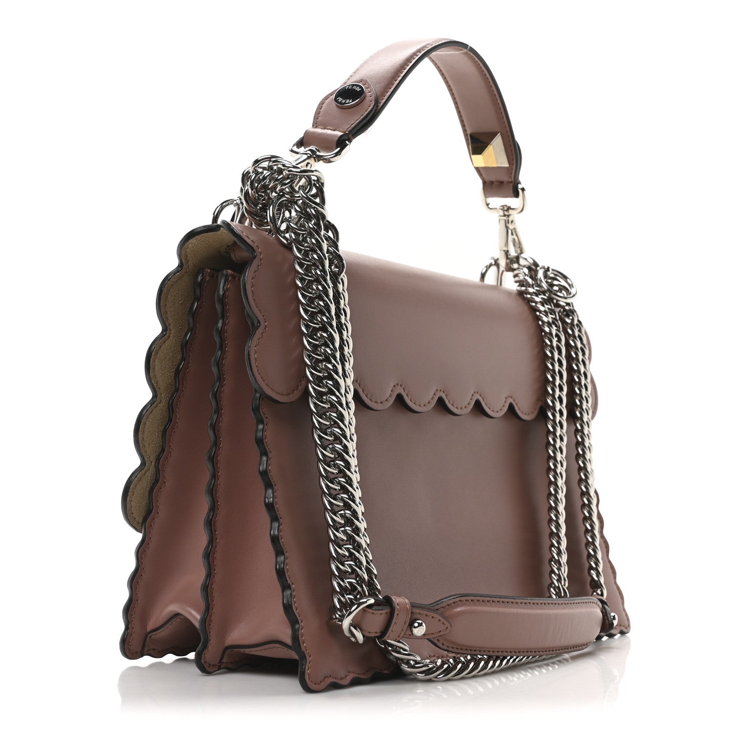 Fendi Vitello Liberty Scalloped Studded Kan I Shoulder Bag English Rose 3 of 10