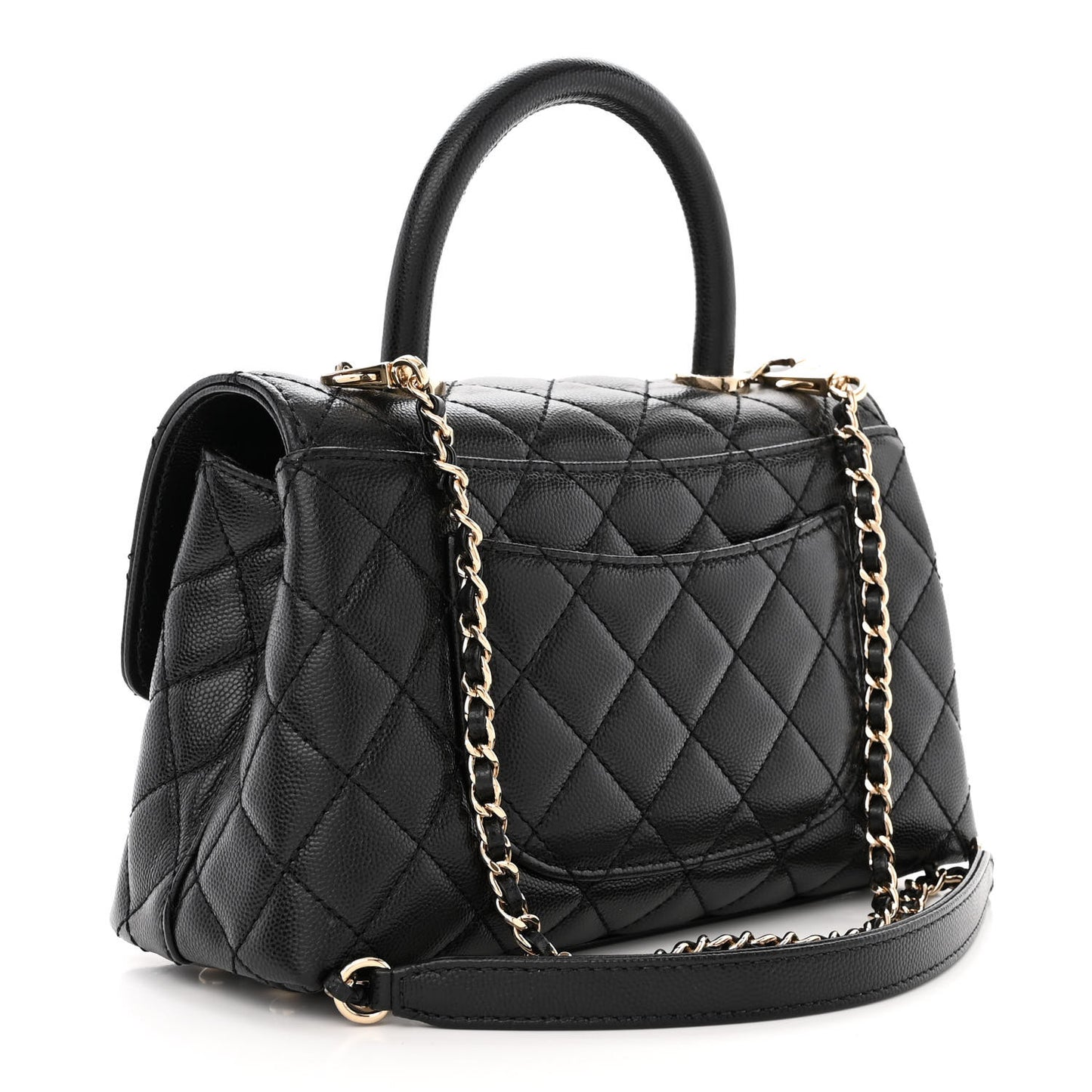 Caviar Quilted Mini Coco Handle Flap Black