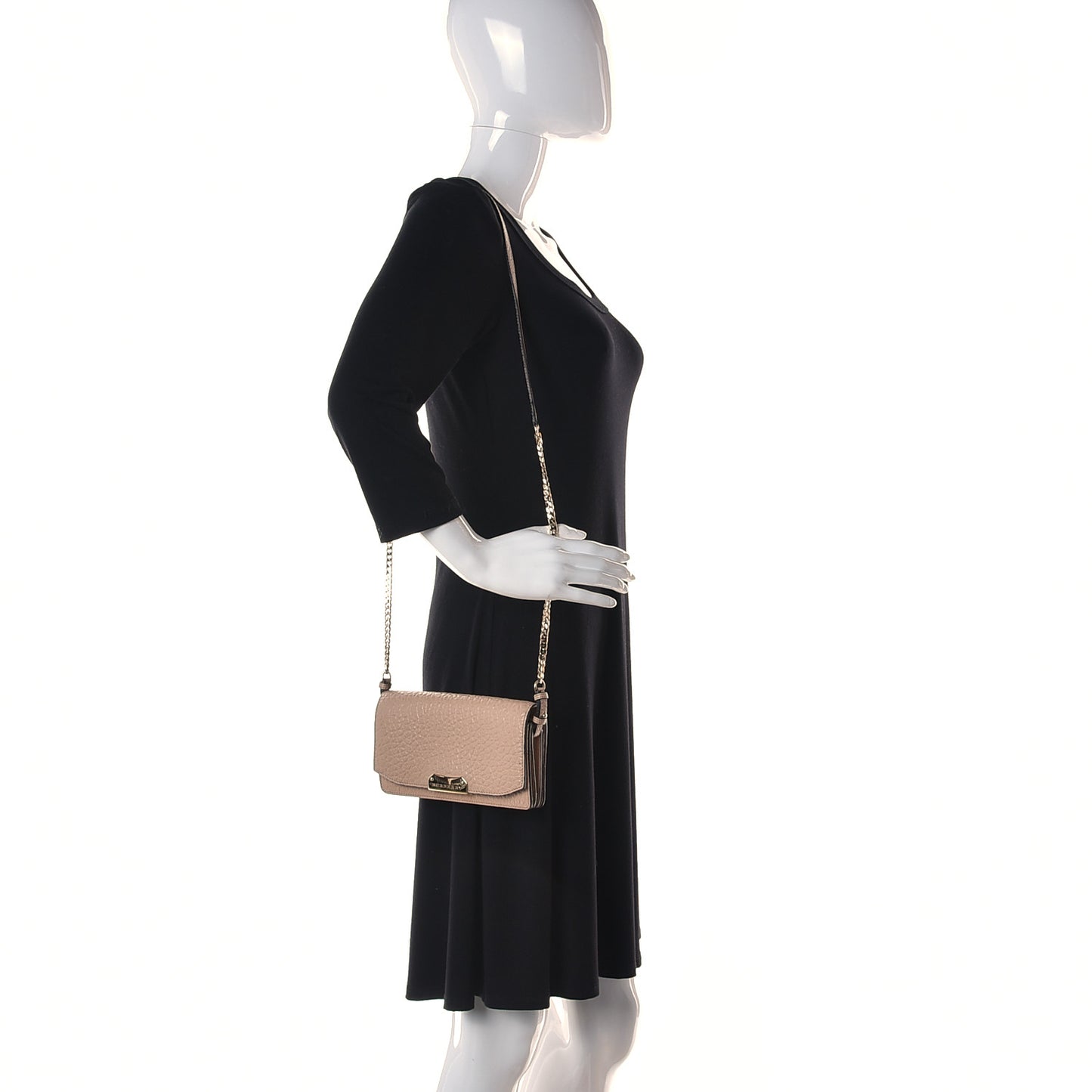 Signature Grain Small Madison Chain Clutch Pale Apricot