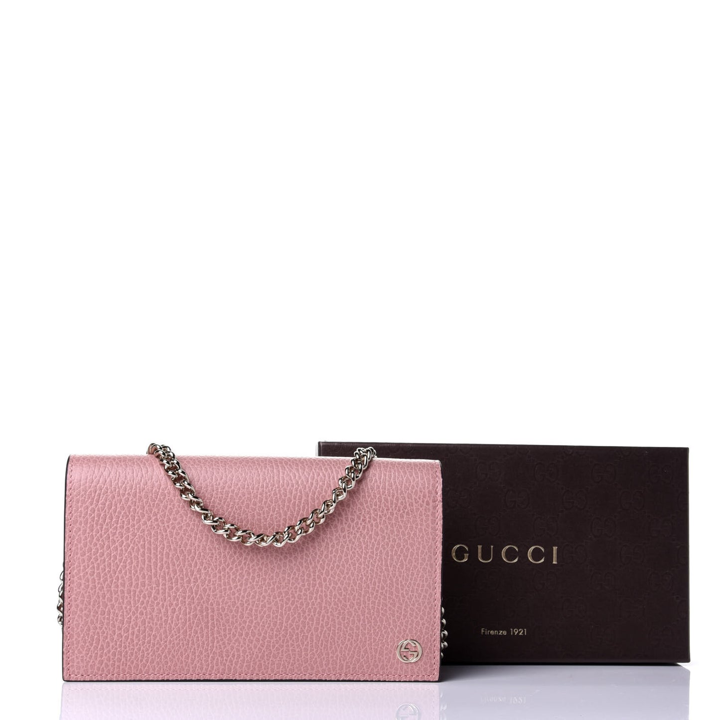 Dollar Calfskin Medium Betty Chain Wallet Soft Pink