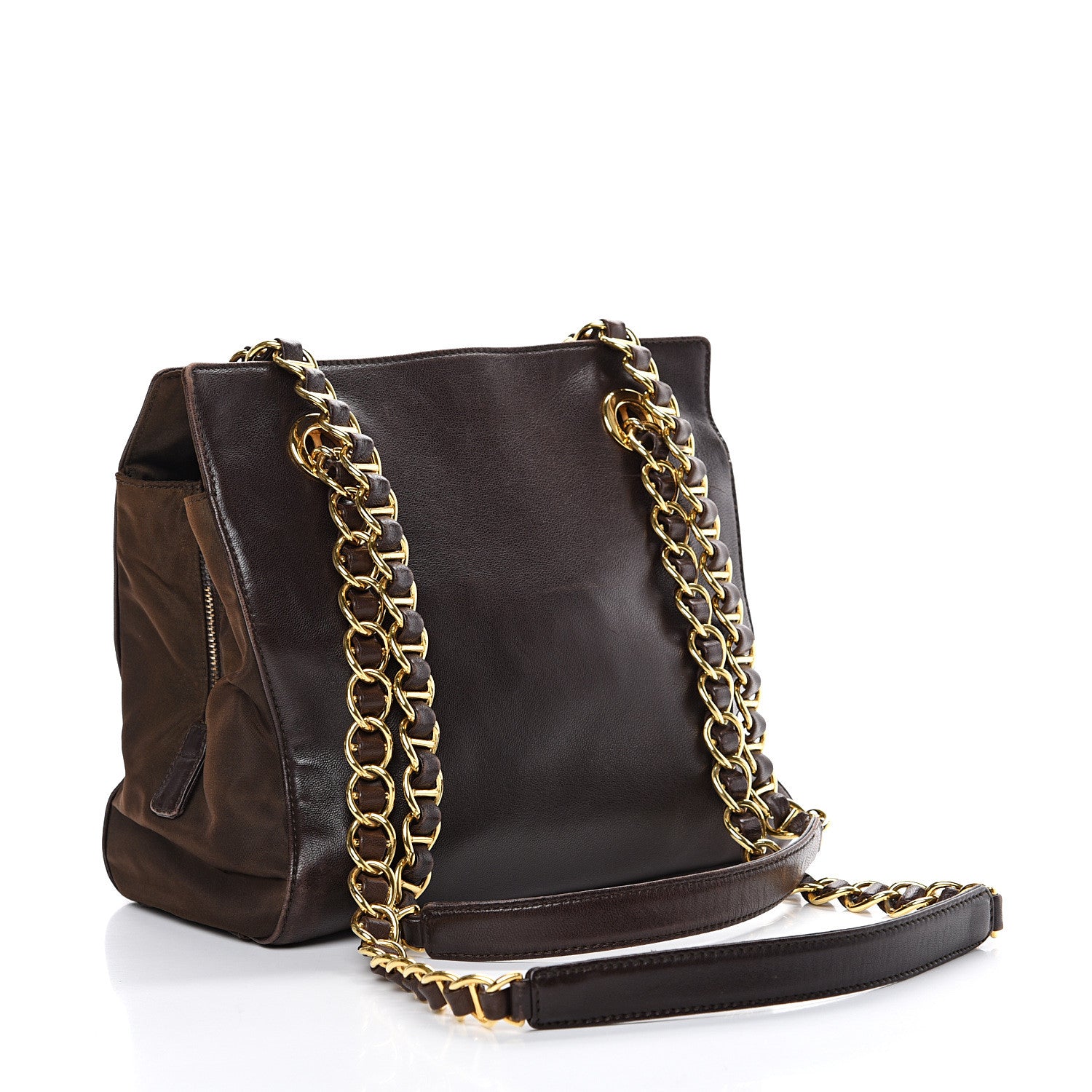 Prada Nappa Tessuto Nylon Chain Tote Caffe 2 of 16