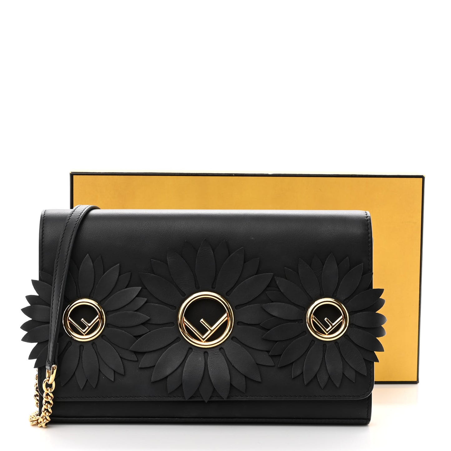Vitello Liberty Century F is Fendi Floral Embellished Wallet On Chain Black