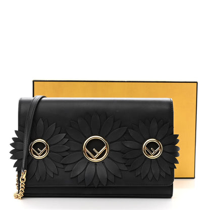 Fendi Vitello Liberty Century F is Fendi Floral Embellished Wallet On Chain Black 10 of 10