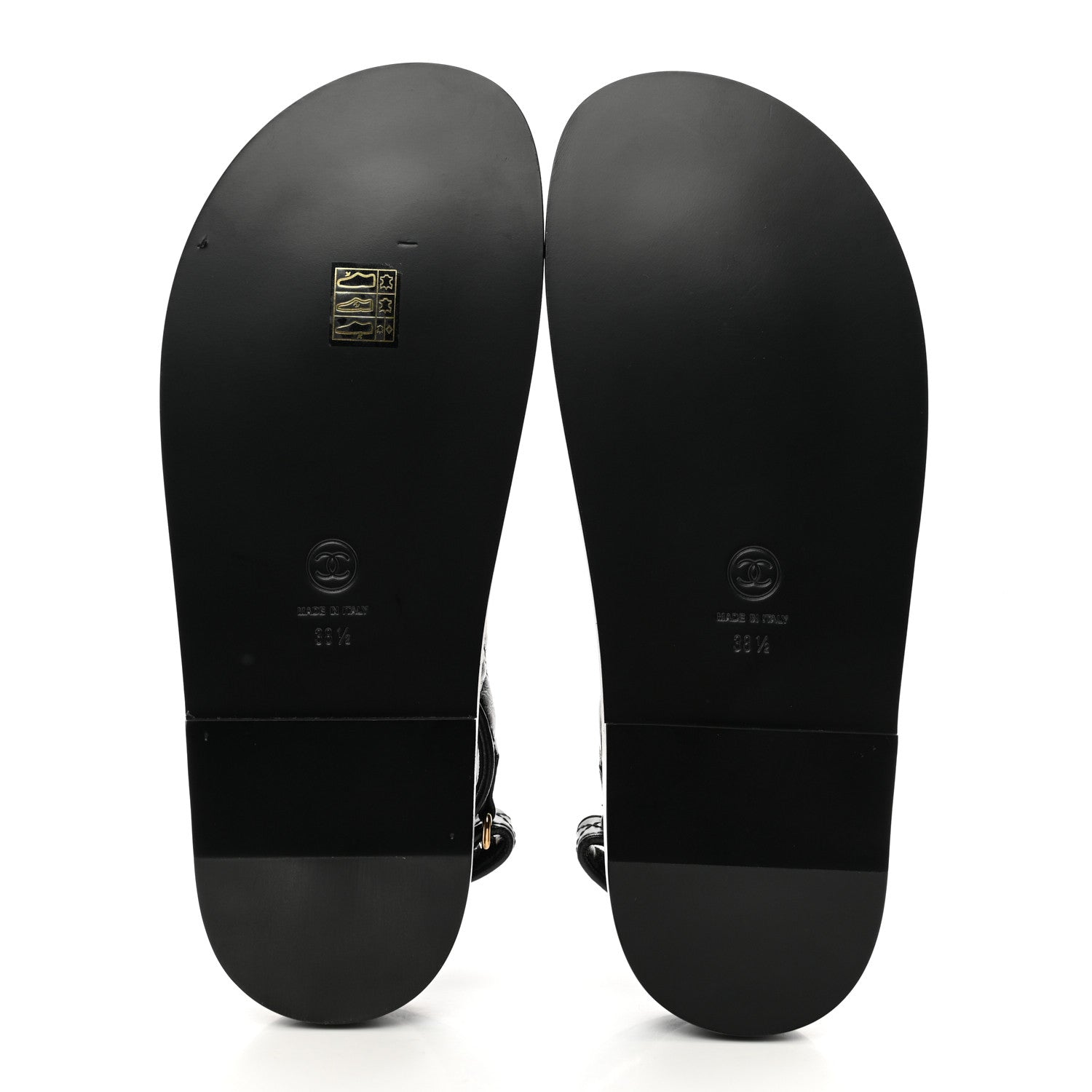 Chanel Lambskin Velcro Dad Sandals 38.5 Black 5 of 9