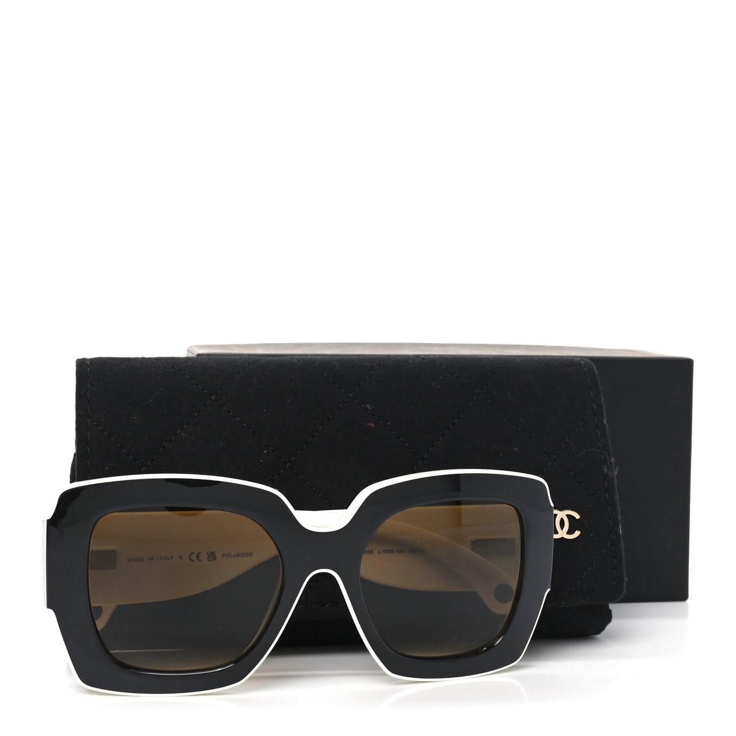Acetate Square Sunglasses 6059 Black White