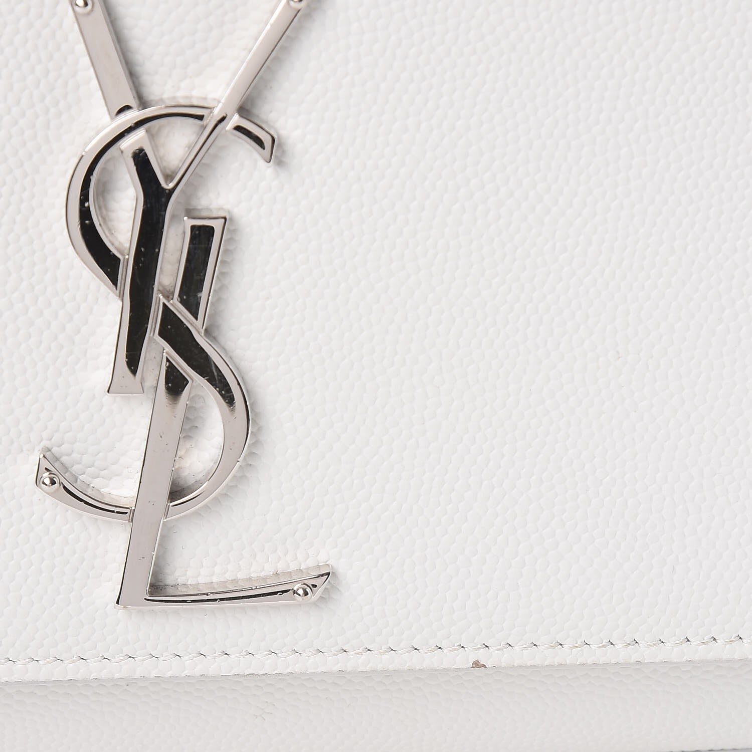 Saint Laurent Grain De Poudre Small Monogram Kate Satchel Optical White 9 of 11
