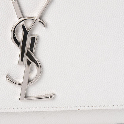 Saint Laurent Grain De Poudre Small Monogram Kate Satchel Optical White 9 of 11
