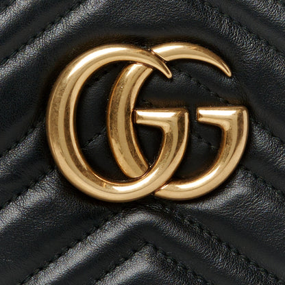 Gucci Calfskin Matelasse Small GG Marmont Chain Shoulder Bag Black 9 of 11