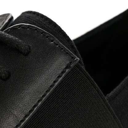 Chanel Calfskin Elastic Lace Up Cap Toe CC Loafers 35.5 Black 11 of 11