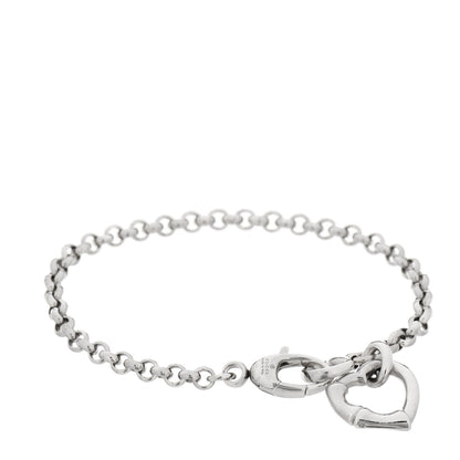 Gucci Sterling Silver Bamboo Heart Charm Bracelet 1 of 5