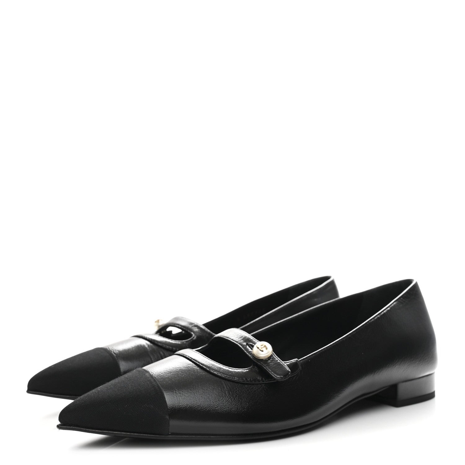 Chanel Shiny Lambskin Grosgrain Pearl Mary Jane Flats 40 Black 4 of 10