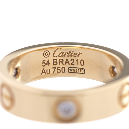 Cartier 18K Yellow Gold 3 Diamond 5.5mm LOVE Ring 54 6.75 4 of 6