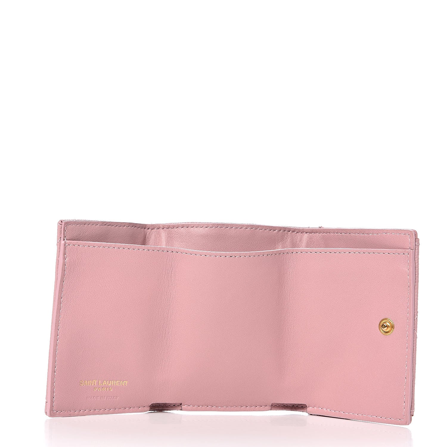 Saint Laurent Grain De Poudre Matelasse Chevron Monogram Tiny Wallet Tender Pink 5 of 8